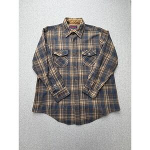 Vintage Ponderosa Shirt Mens XL Brown Plaid Flannel Quilted Long Sleeve 90s